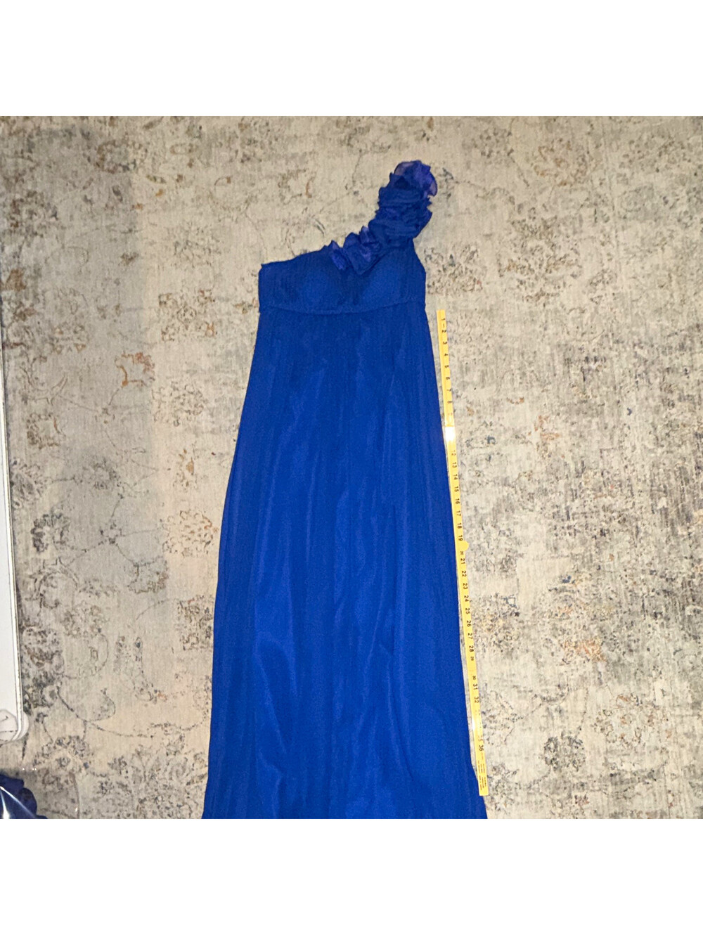 Aqua Blue One Shoulder Ruffle Solid Sleeveless Maxi Dress Womenβs Size 4 A366